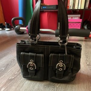 Black leather coach bag